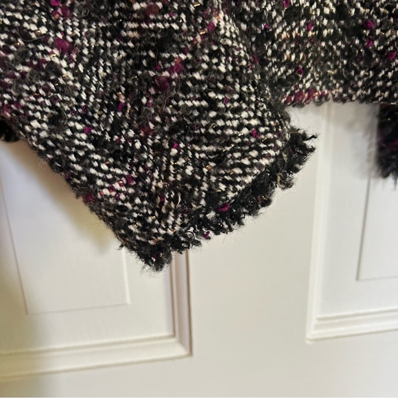 Massimo Dutti Cropped Boucle Tweed Blazer Black White Purple Size 2 - Picture 13 of 15